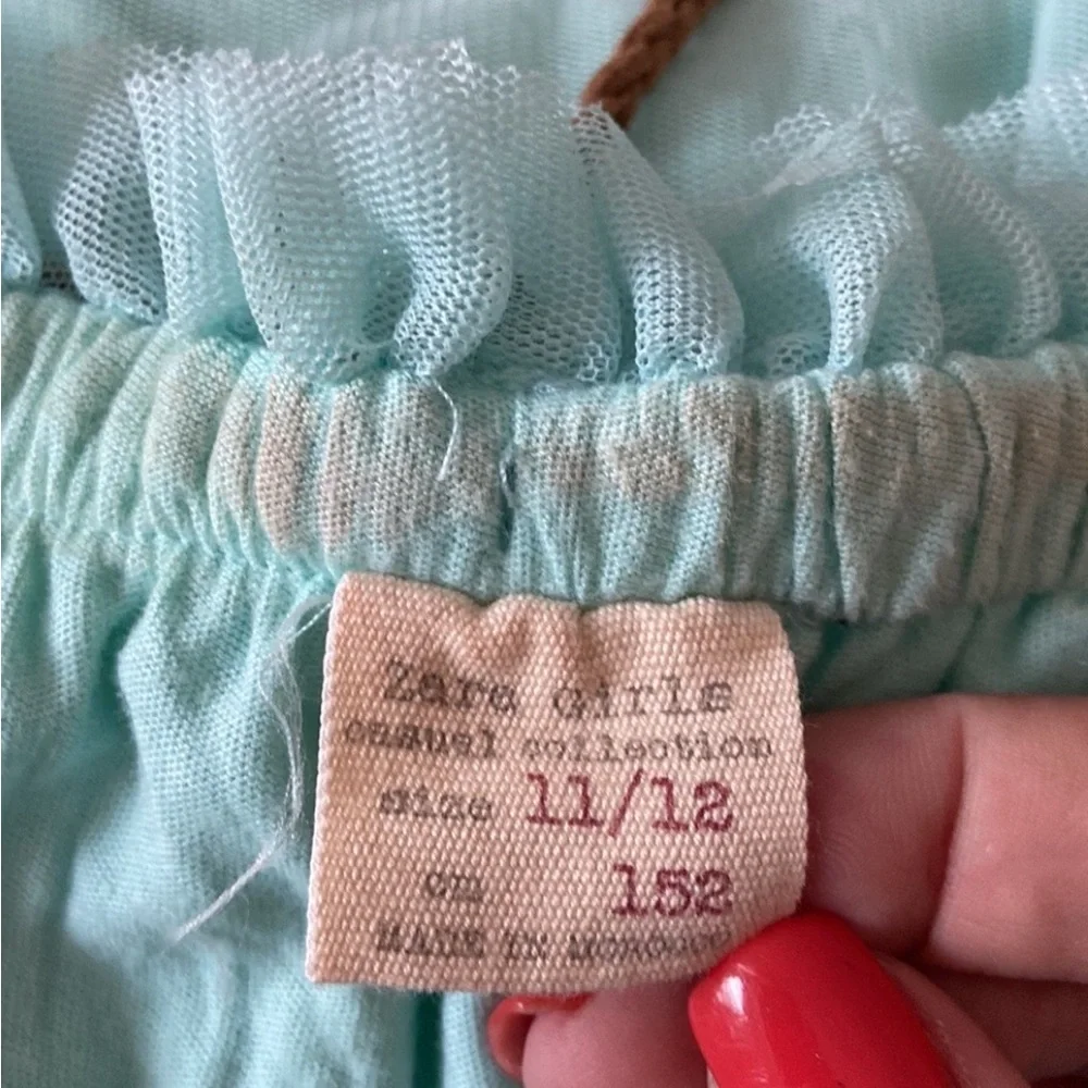 Zara Girls turquoise skirt size 12 flowy tulle softgirl feminine balletcore